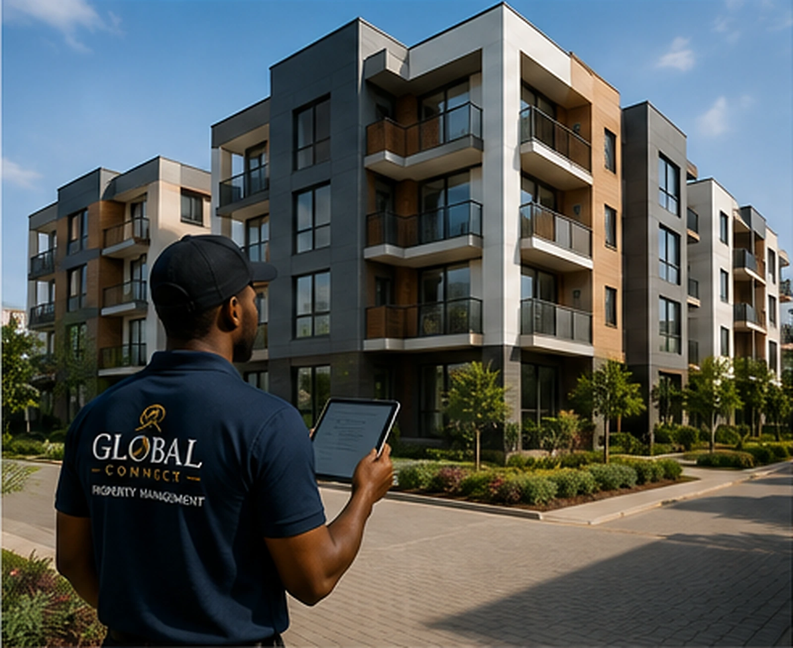 Professional reviewing a modern residential property