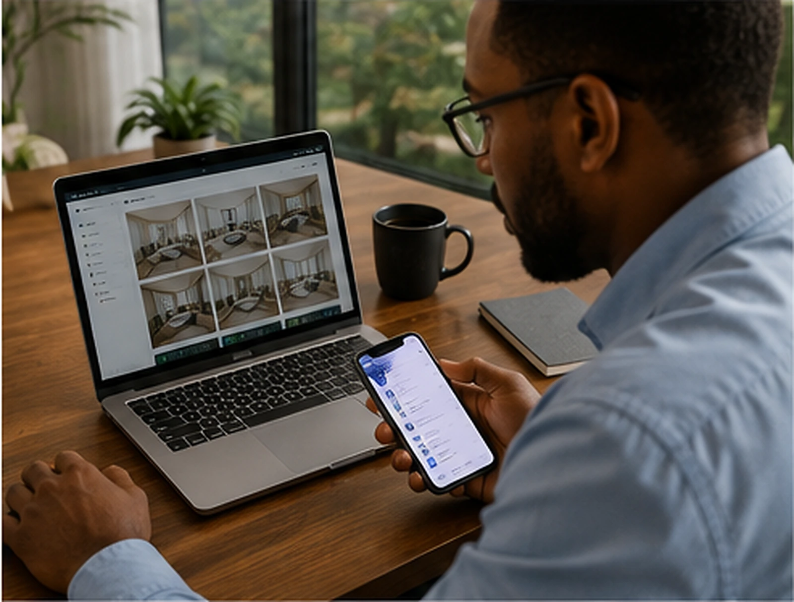 Property owner reviewing a home remotely